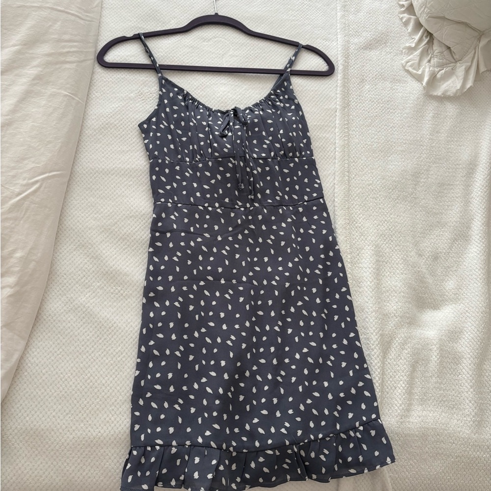 Navy Spaghetti Strap Dress with White Pattern